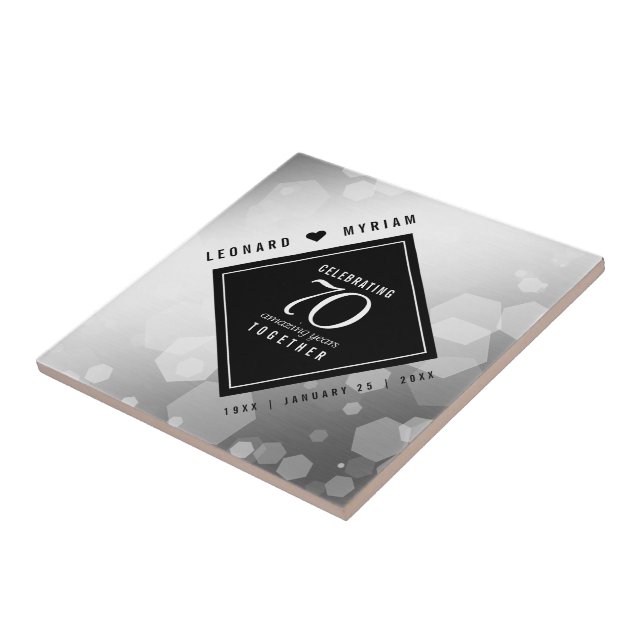 Elegant 70th Platinum Wedding Anniversary Ceramic Tile (Side)