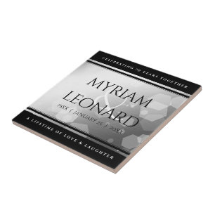 Elegant 70th Platinum Wedding Anniversary Ceramic Tile