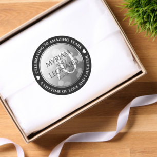 Elegant 70th Platinum Wedding Anniversary Classic Round Sticker