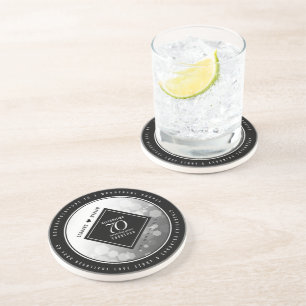 Elegant 70th Platinum Wedding Anniversary Coaster