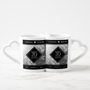 Elegant 70th Platinum Wedding Anniversary Coffee Mug Set