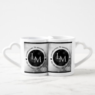 Elegant 70th Platinum Wedding Anniversary Coffee Mug Set