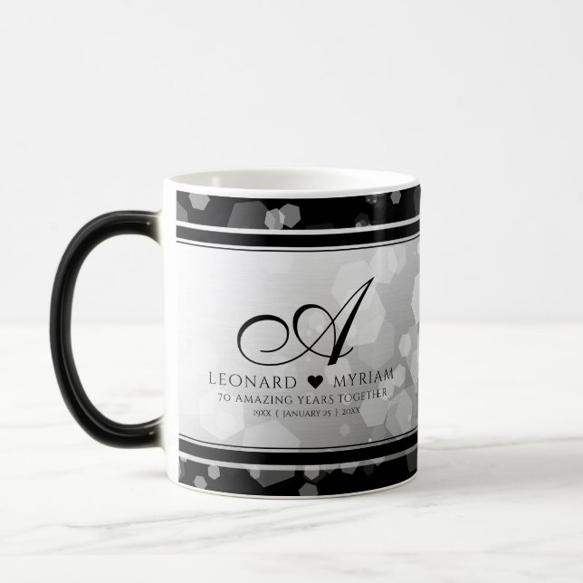 Elegant 70th Platinum Wedding Anniversary Color Morph Mug (Left)