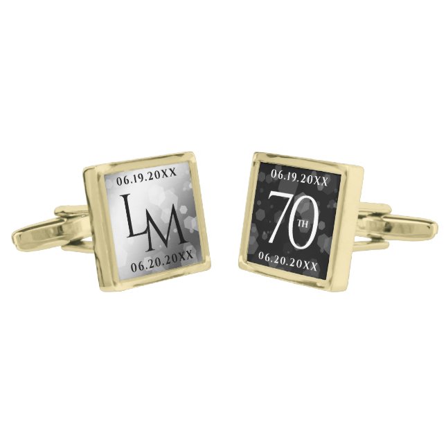 Elegant 70th Platinum Wedding Anniversary Cufflinks (Angled)