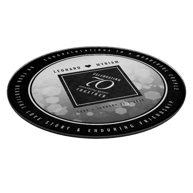 Elegant 70th Platinum Wedding Anniversary Cutting Board (Corner)