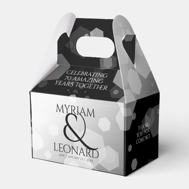 Elegant 70th Platinum Wedding Anniversary Favor Boxes (Front Side)