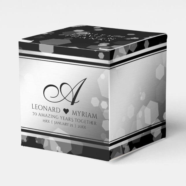 Elegant 70th Platinum Wedding Anniversary Favor Boxes (Front Side)