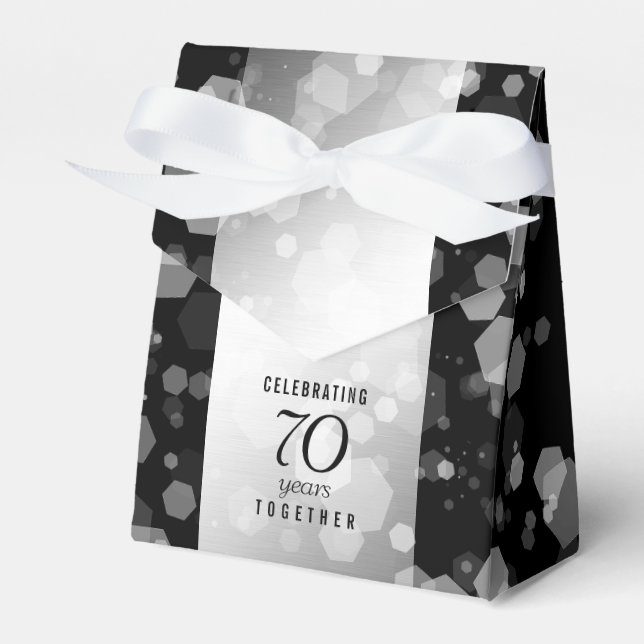Elegant 70th Platinum Wedding Anniversary Favor Boxes (Front Side)