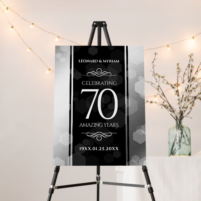 Elegant 70th Platinum Wedding Anniversary Foam Board (In Situ (Stand))