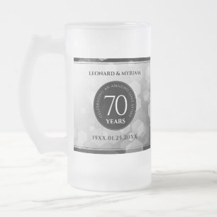 Elegant 70th Platinum Wedding Anniversary Frosted Glass Beer Mug