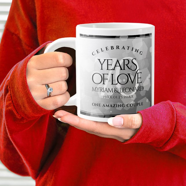 Elegant 70th Platinum Wedding Anniversary Giant Coffee Mug (70th Wedding Anniversary Jumbo Coffee Mug Cover Photo.)