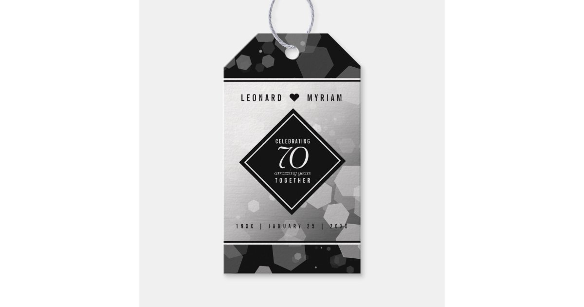 Elegant 70th Platinum Wedding Anniversary Gift Tags | Zazzle