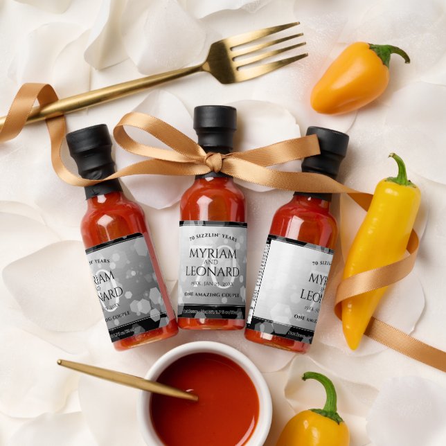 Elegant 70th Platinum Wedding Anniversary Hot Sauces (Wedding)
