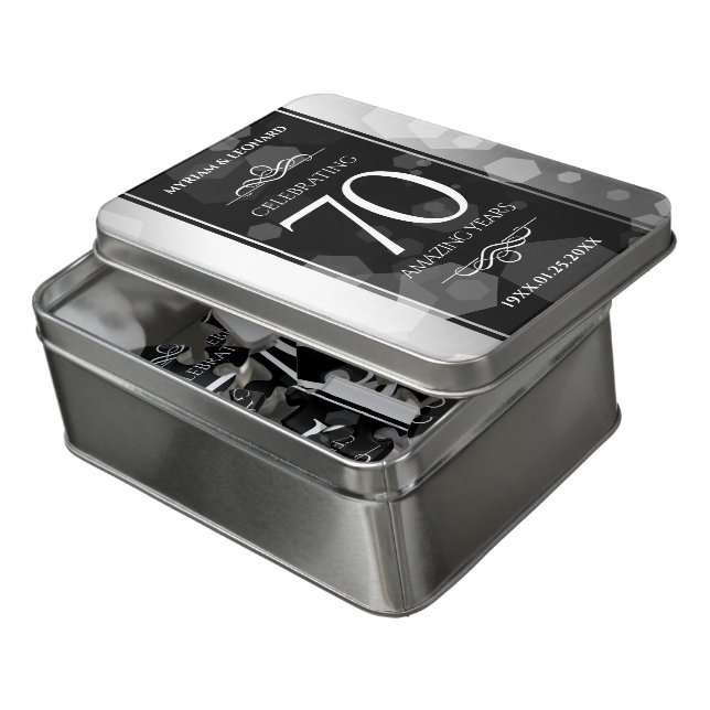 Elegant 70th Platinum Wedding Anniversary Jigsaw Puzzle (Lid Open)