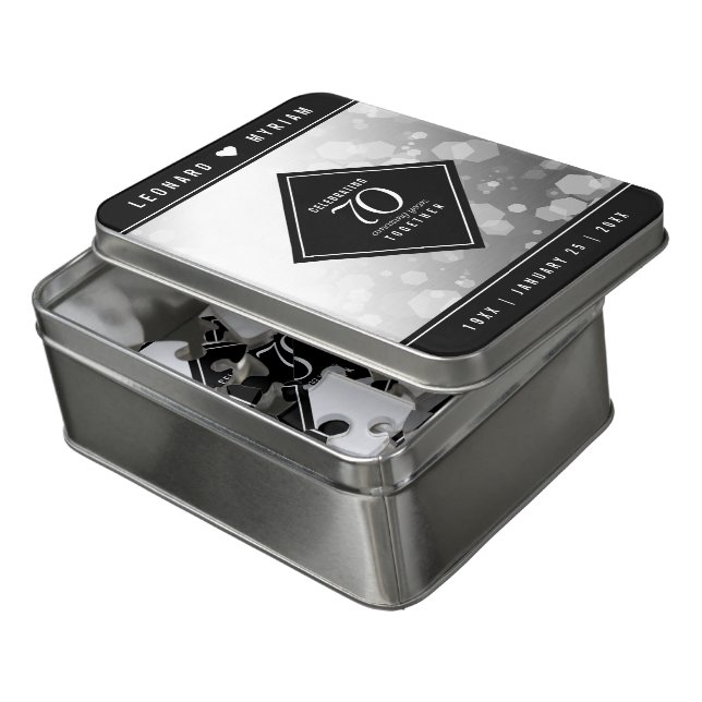 Elegant 70th Platinum Wedding Anniversary Jigsaw Puzzle (Lid Open)