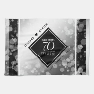 Elegant 70th Platinum Wedding Anniversary Kitchen Towel