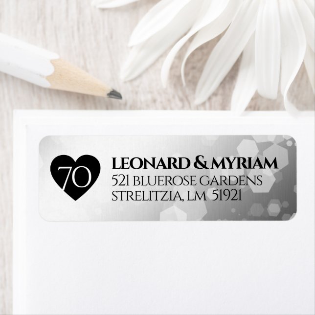 Elegant 70th Platinum Wedding Anniversary Label (Insitu)