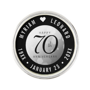 Elegant 70th Platinum Wedding Anniversary Lapel Pin
