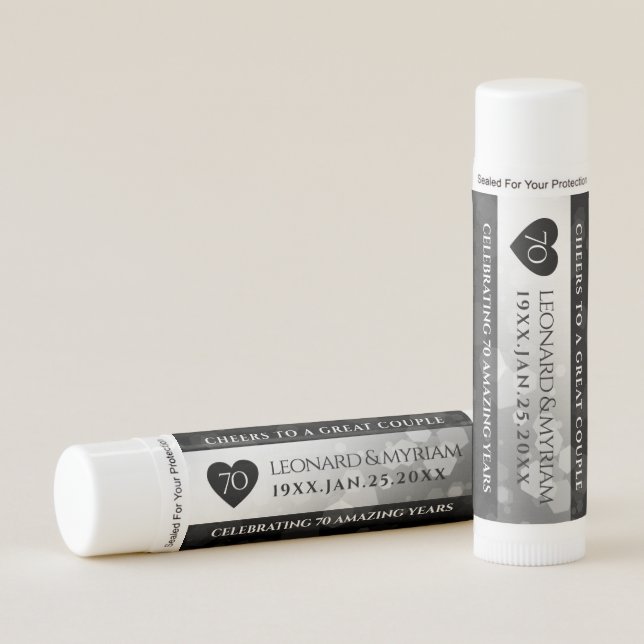 Elegant 70th Platinum Wedding Anniversary Lip Balm (Front)