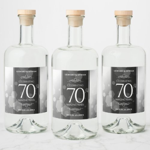 Elegant 70th Platinum Wedding Anniversary Liquor Bottle Label