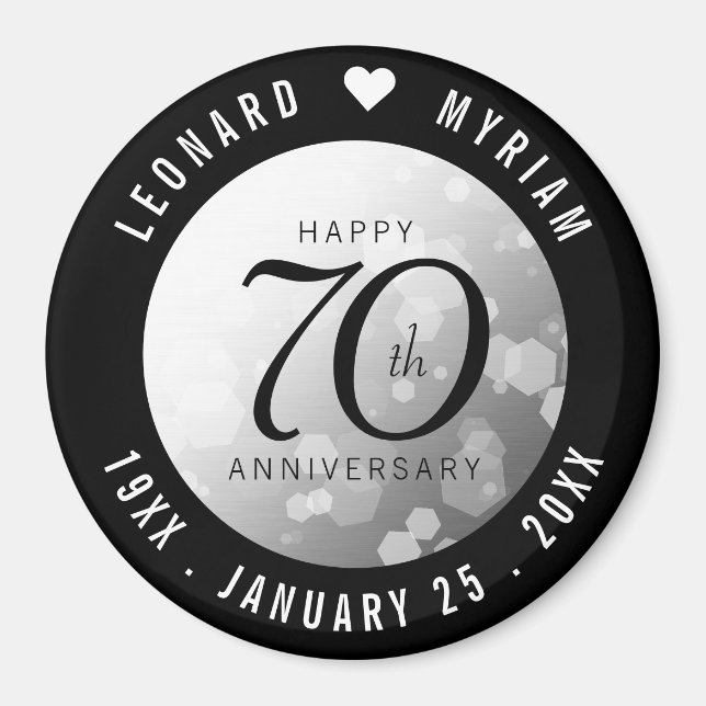 Elegant 70th Platinum Wedding Anniversary Magnet (Front)