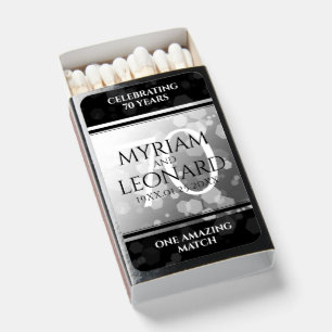 Elegant 70th Platinum Wedding Anniversary Matchboxes