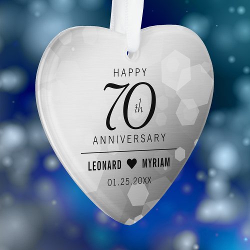 Elegant 70th Platinum Wedding Anniversary Ornament