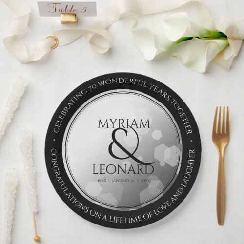 Elegant 70th Platinum Wedding Anniversary Paper Plates