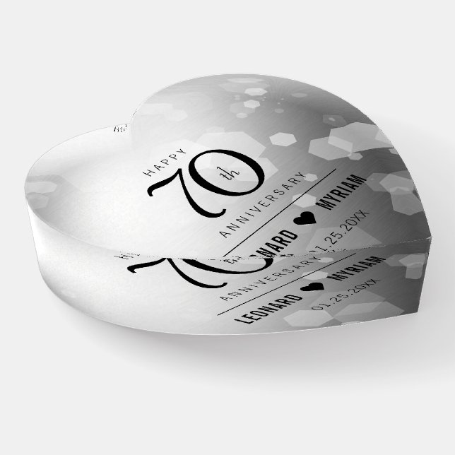 Elegant 70th Platinum Wedding Anniversary Paperweight (Angled)