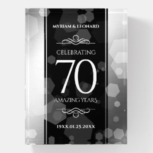 Elegant 70th Platinum Wedding Anniversary Paperweight