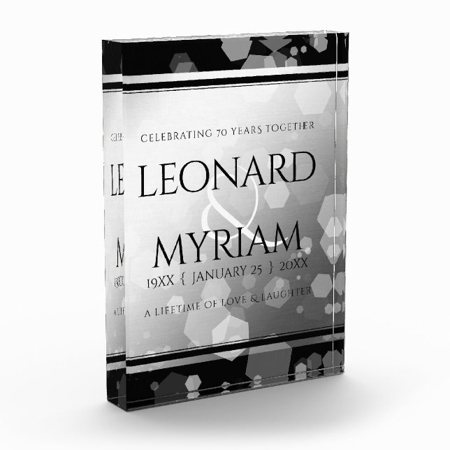 Elegant 70th Platinum Wedding Anniversary Photo Block (Left)