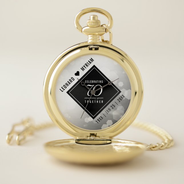 Elegant 70th Platinum Wedding Anniversary Pocket Watch (Inside)