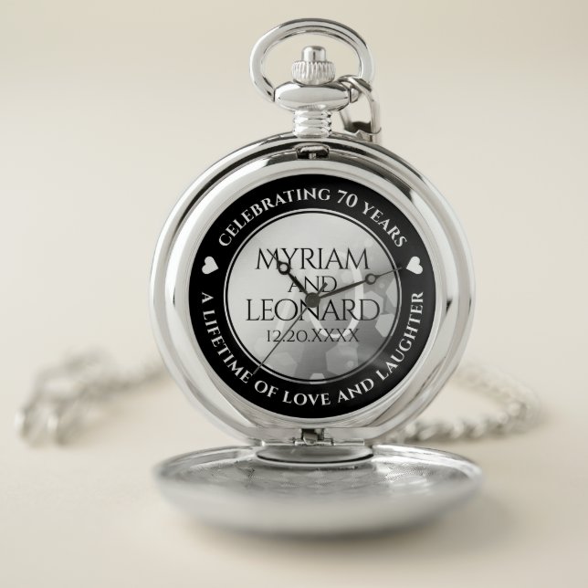 Elegant 70th Platinum Wedding Anniversary Pocket Watch (Inside)