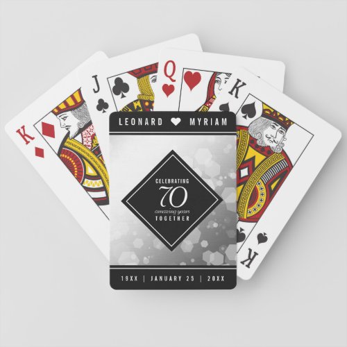 Elegant 70th Platinum Wedding Anniversary Poker Cards