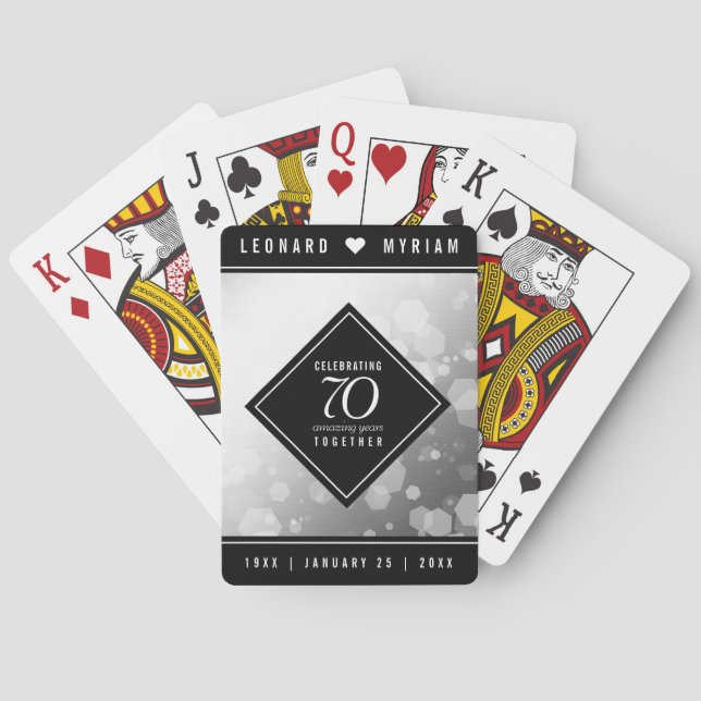 Elegant 70th Platinum Wedding Anniversary Poker Cards (Back)