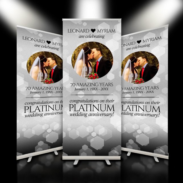 Elegant 70th Platinum Wedding Anniversary Retractable Banner (70th Platinum Wedding Anniversary Retractable Banner Cover Photo.)