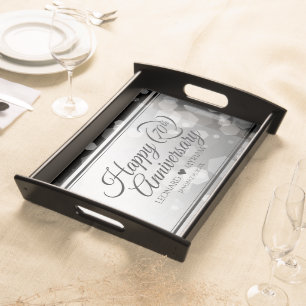 Elegant 70th Platinum Wedding Anniversary Serving Tray