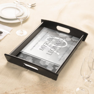 Elegant 70th Platinum Wedding Anniversary Serving Tray