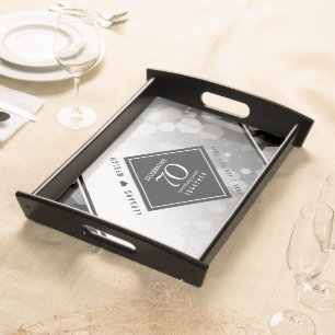 Elegant 70th Platinum Wedding Anniversary Serving Tray