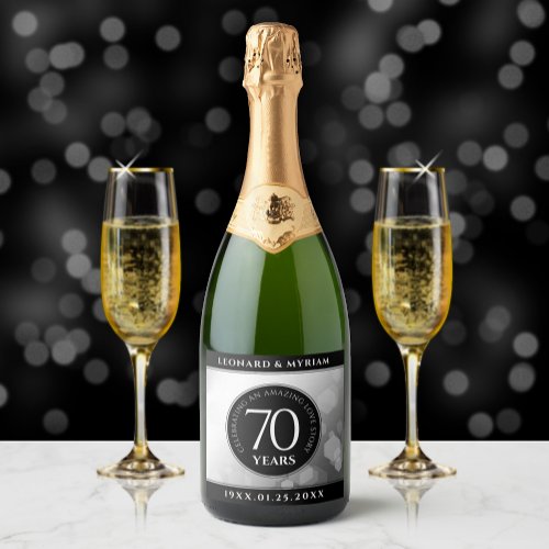Elegant 70th Platinum Wedding Anniversary Sparkling Wine Label