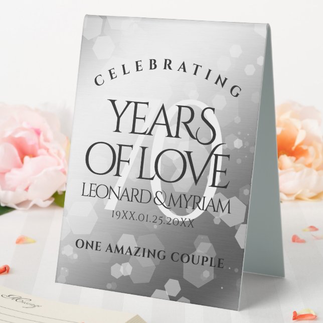 Elegant 70th Platinum Wedding Anniversary Table Tent (In SItu (Wedding))