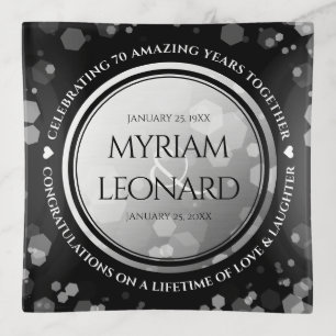 Elegant 70th Platinum Wedding Anniversary Trinket Tray