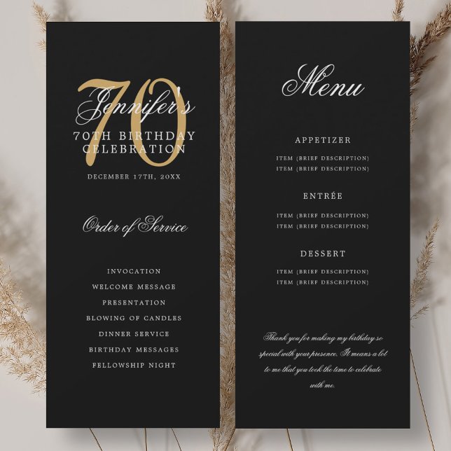 Elegant 70th Program Gold Black Menu+Thank You (Elegant 70th Program Gold Black Menu+Thank You)