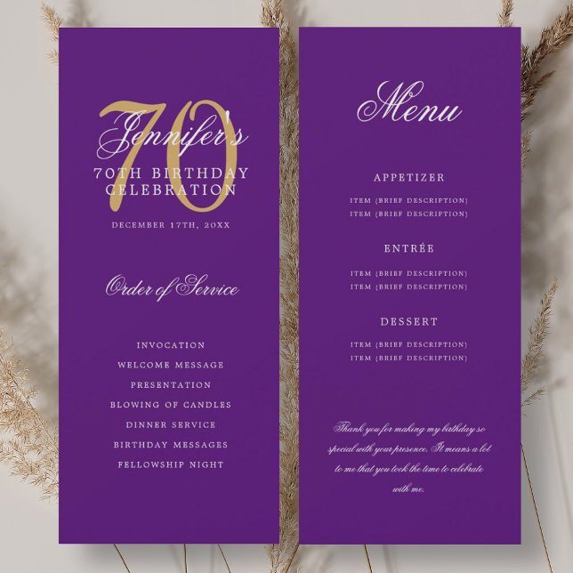 Elegant 70th Program Gold Purple Menu+Thank You (Elegant 70th Program Gold Purple Menu+Thank You)