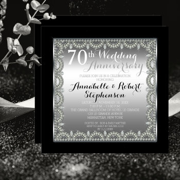 Elegant 70th Silver And Diamonds Anniversary Invitation by holidayhearts at Zazzle