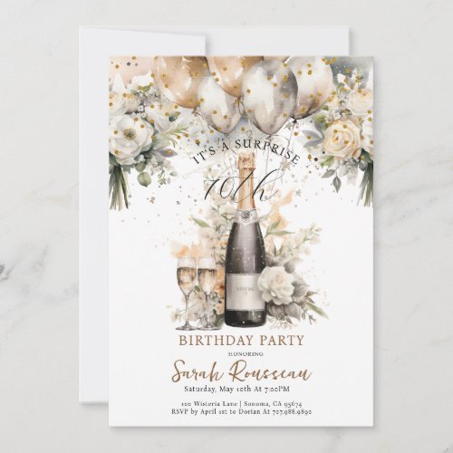 Elegant 70th Surprise Birthday Party Invitation