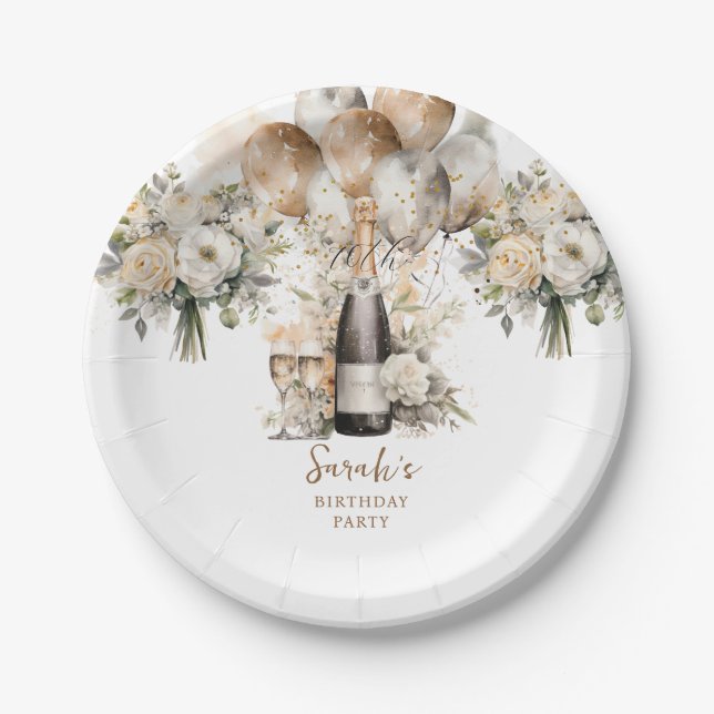 Elegant 70th Surprise Birthday Party Paper Plates (Front)