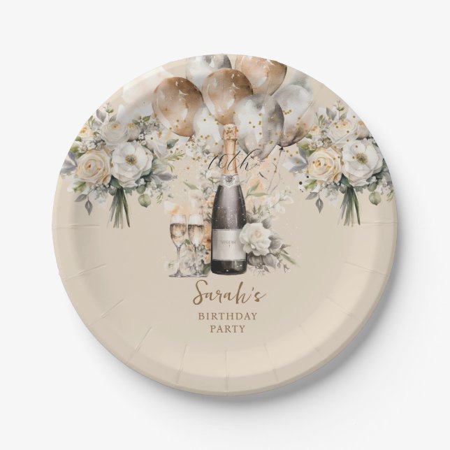 Elegant 70th Surprise Birthday Party Paper Plates (Front)