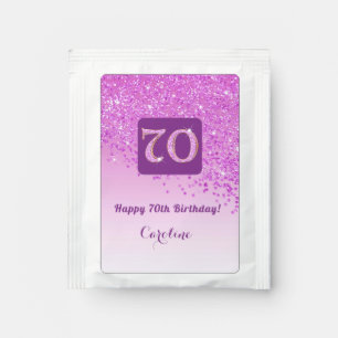 Elegant 70th Tea Birthday Party Pink Glitter Bag Drink Mix