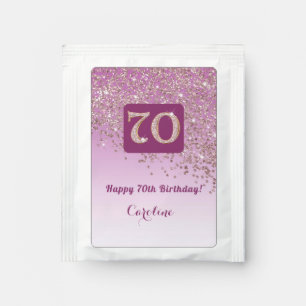 Elegant 70th Tea Birthday Party Rose Gold Glitter  Bag Drink Mix